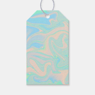 Liquid faux holographic iridescent texture gift tags