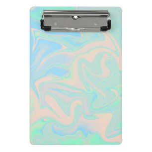 Liquid faux holographic iridescent texture mini clipboard