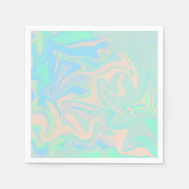 Liquid faux holographic iridescent texture napkin (Front)