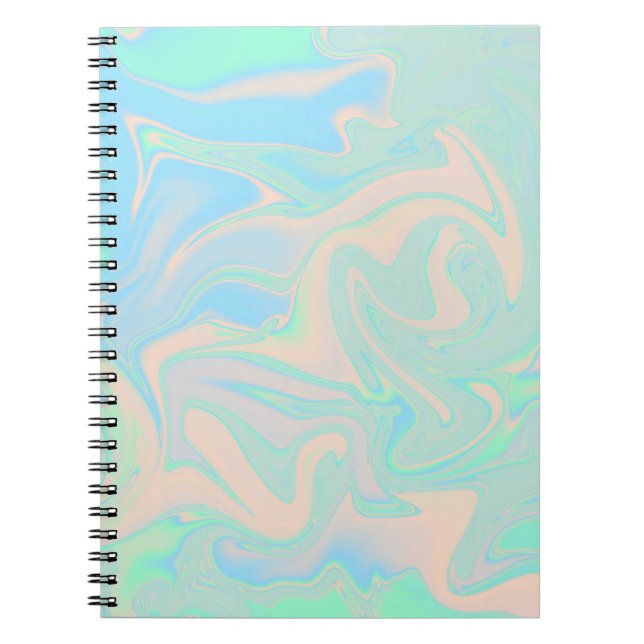 Liquid faux holographic iridescent texture notebook (Front)