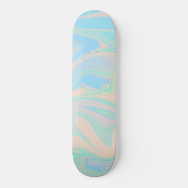 Liquid faux holographic iridescent texture skateboard (Front)
