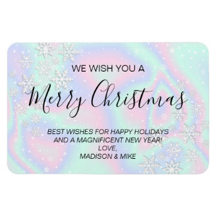 Liquid Faux Holographic Texture Snowflakes Magnet