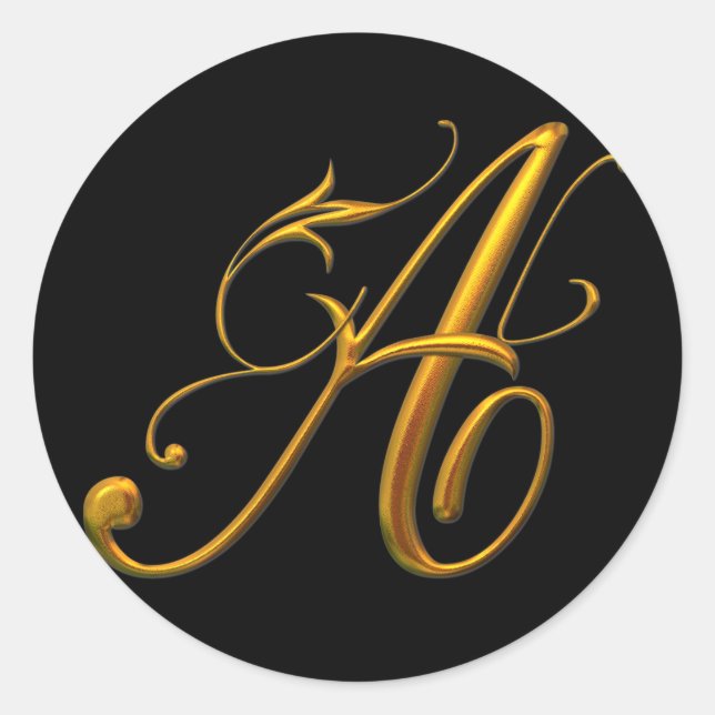Liquid Gold A monogram Classic Round Sticker (Front)