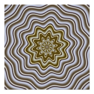 Liquid Gold and Silver Hypnotic Metallic Wave Mand Poster