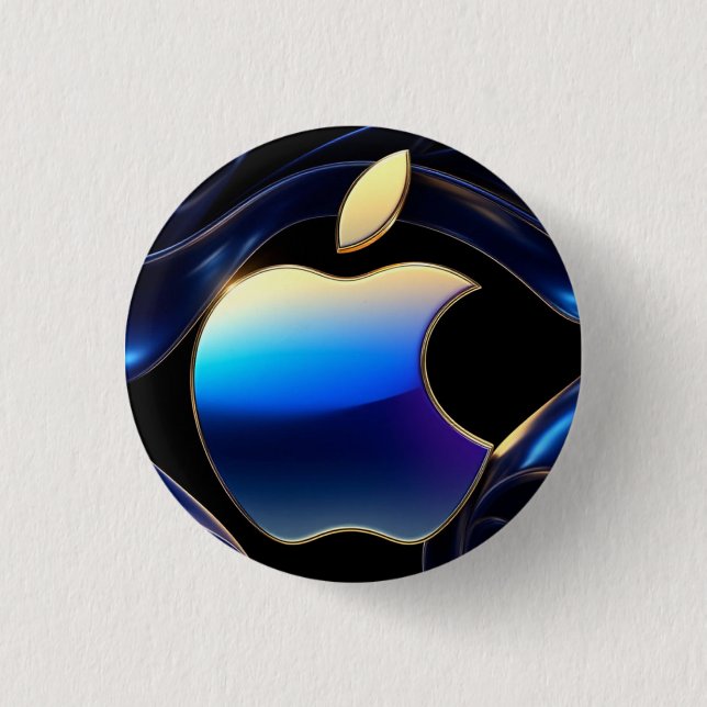🍎 Liquid Gold Apple Glam Statement ✨ 3 Cm Round Badge (Front)