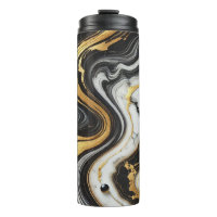 Liquid Gold Black White Marble Look Glam