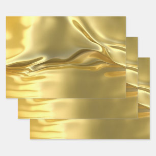 Liquid Gold Digital Print Wrapping Paper Sheet
