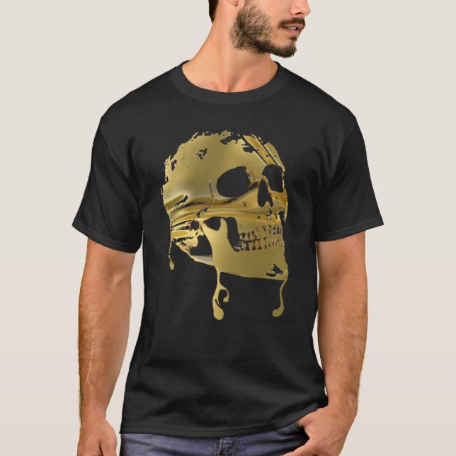 Liquid Gold Dripping Skull T-Shirt (Front)