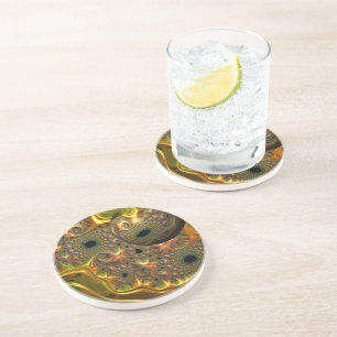 Liquid Gold Fractal Dream  Coaster