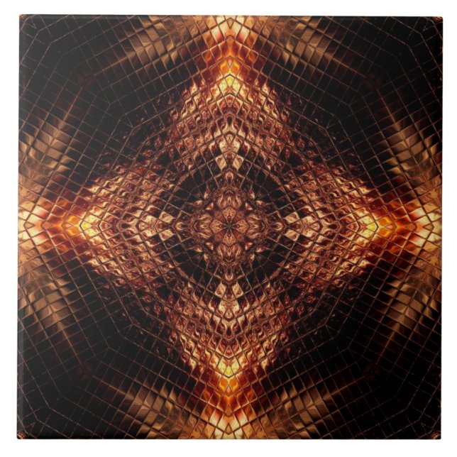 Liquid Gold Fractal Geometry Ceramic Tile (Front)