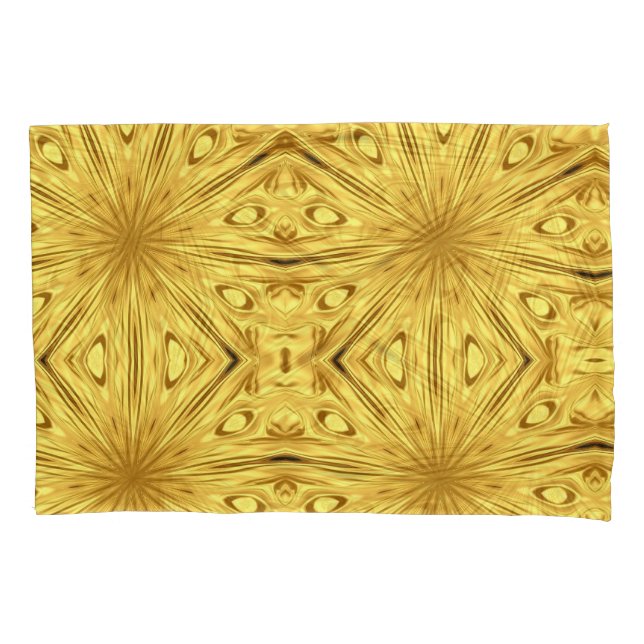 Liquid Gold: Gilded Zenith | Opulent Swirl Accent Pillowcase (Front)
