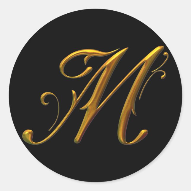 Liquid Gold M monogram Classic Round Sticker (Front)