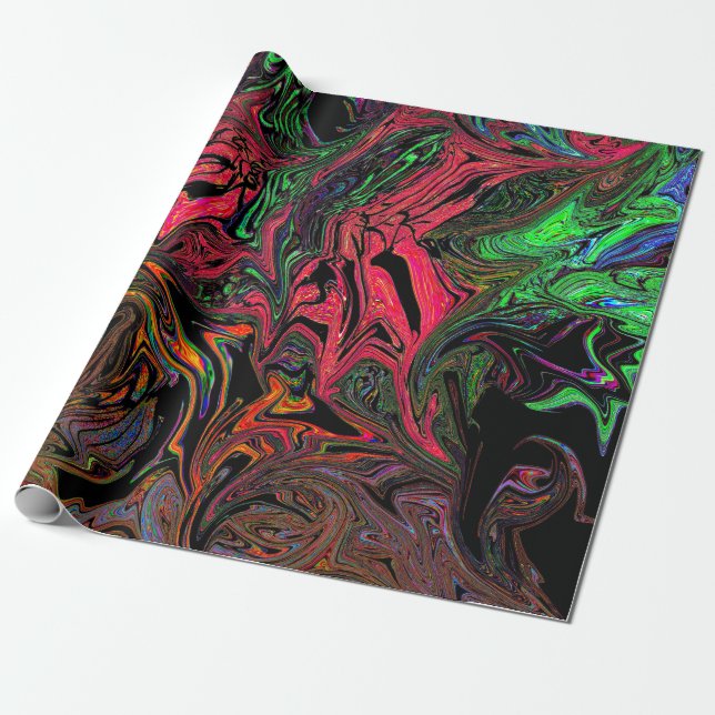 Liquid Graffiti Red Wrapping Paper (Unrolled)