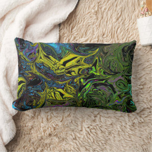 Liquid Graffiti Yellow Lumbar Cushion