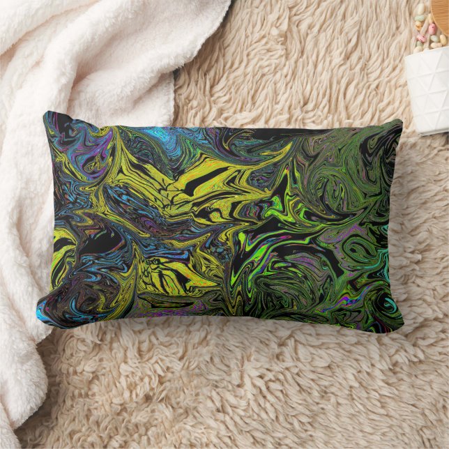 Liquid Graffiti Yellow Lumbar Cushion (Blanket)