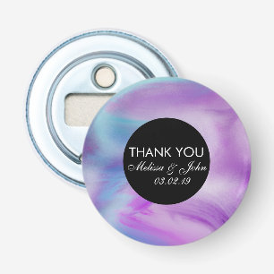 Liquid Ink Colourful Purple Marble Swirl Thank You Bottle Opener