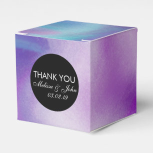 Liquid Ink Colourful Purple Marble Swirl Thank You Favour Box