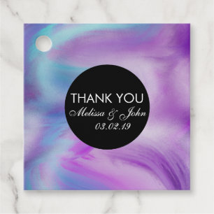Liquid Ink Colourful Purple Marble Swirl Thank You Favour Tags