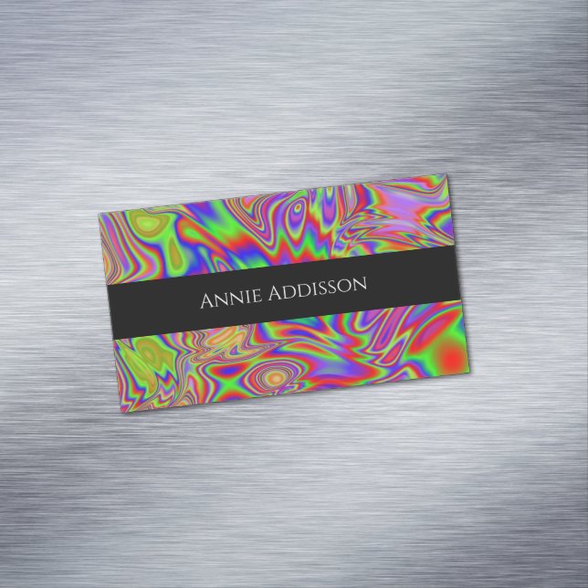 Liquid iridescent rainbow texture 	Magnetic business card (In Situ)