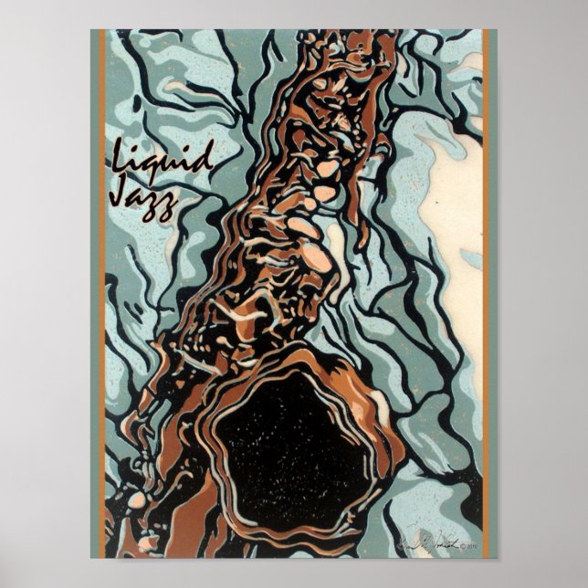 Liquid Jazz Saxophone Poster (Front)