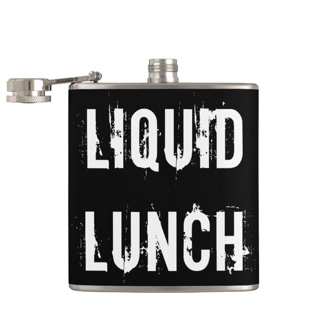 Liquid Lunch Funny Vinyl Wrapped Flask (Opened)