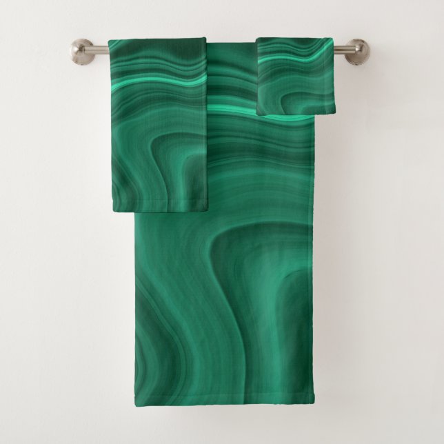 Liquid Malachite Dream #1 Bath Towel Set (Insitu)