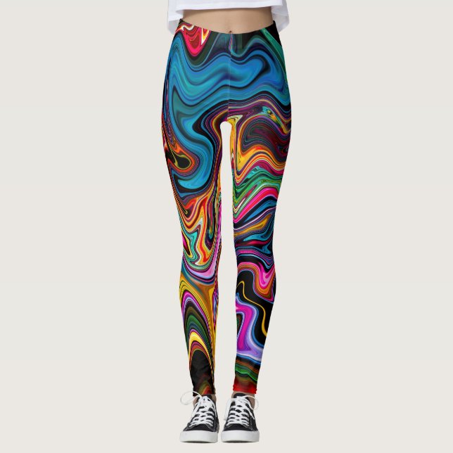 Liquid Marble Abstract Leggins Leggings (Front)