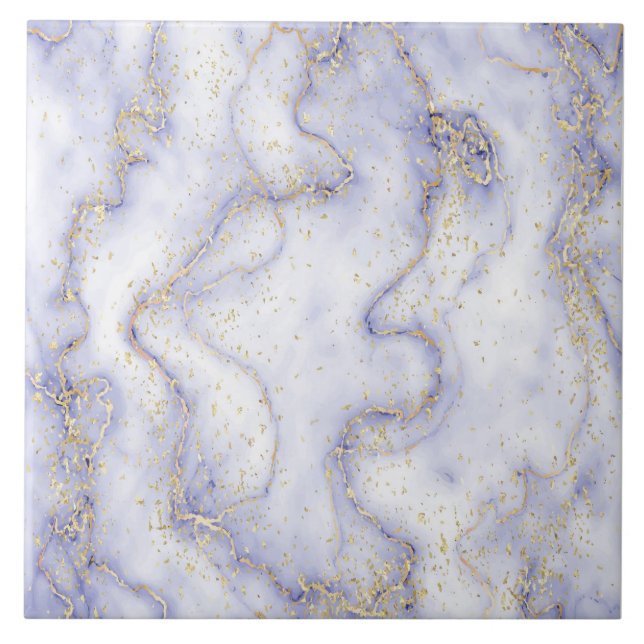 Liquid marble background with gold splatter ceramic tile (Front)