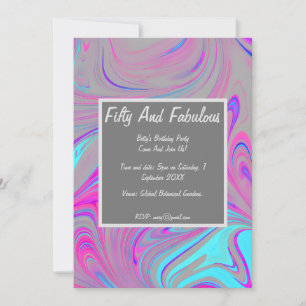 Liquid Marble Fifty And Fabulous Birthday Invitation