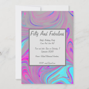 Liquid Marble Fifty And Fabulous Birthday Invitation