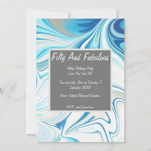 Liquid Marble Fifty And Fabulous Birthday Invitation