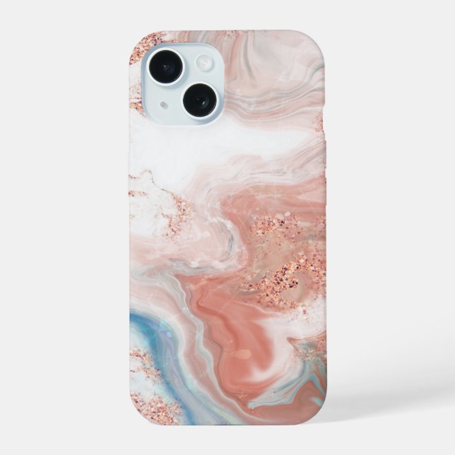 ​liquid marble,​fluid art,​pastel marble, trendy  iPhone 15 case (Back)