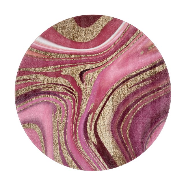 Liquid Marble: Gold Red Abstract. Cutting Board (Front)