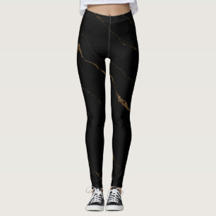 Liquid Marble Luxe Leggings – Black & Gold Luxury