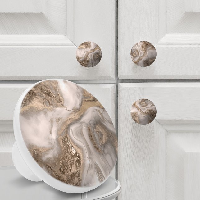 Liquid marble - pearl and gold ceramic knob (Creator Uploaded)