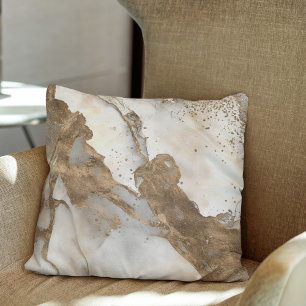 Liquid marble - pearl and gold cushion