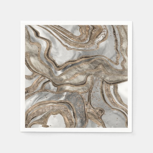 Liquid marble - pearl and gold napkin (Front)