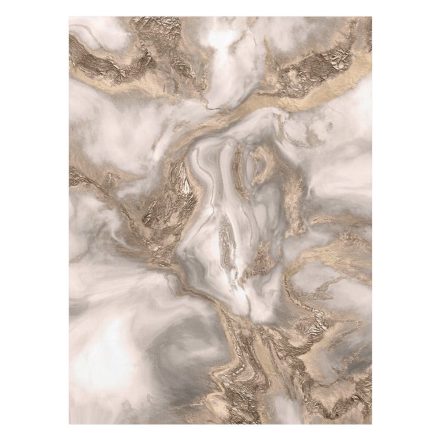 Liquid marble - pearl and gold tablecloth (Front)