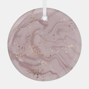 Liquid Marble: Rose Gold Artistry. Glass Tree Decoration
