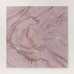 Liquid Marble: Rose Gold Artistry. Jigsaw Puzzle
