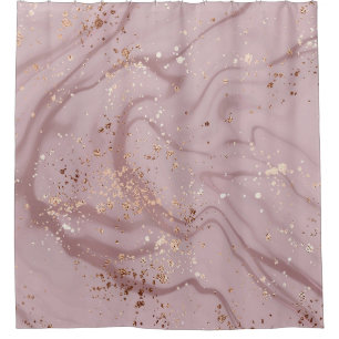 Liquid Marble: Rose Gold Artistry. Shower Curtain