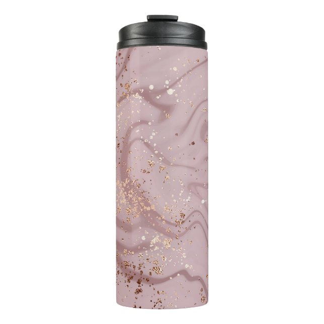 Liquid Marble: Rose Gold Artistry. Thermal Tumbler (Front)