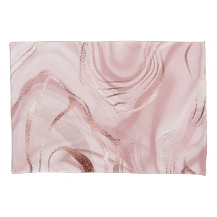 Liquid Marble Rose Gold Waves Pillowcase