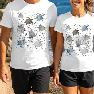 Liquid Marble Sea Turtles Ocean Pattern T-Shirt