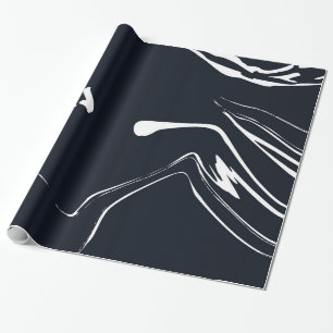 Liquid Marble Texture Black-White Wrapping Paper