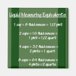 Liquid Measuring Equivalents Green Magnet