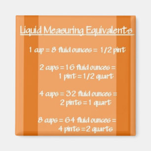 Liquid Measuring Equivalents Orange Magnet