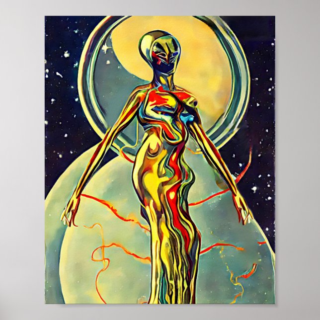 Liquid Metal Alien Abstract Sci Fi orignal art  Poster (Front)