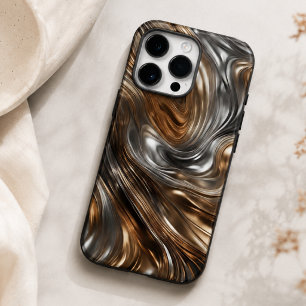 Liquid Metal Luxe: Abstract Silver & Gold Case-Mate iPhone 14 Pro Max Case
