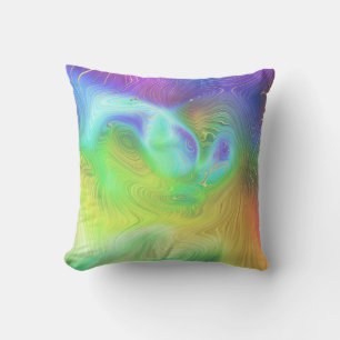  Liquid Neon Rainbow Abstract Cushion